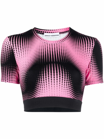 Shop Rabanne Cropped T-shirt With Print In Pink & Purple