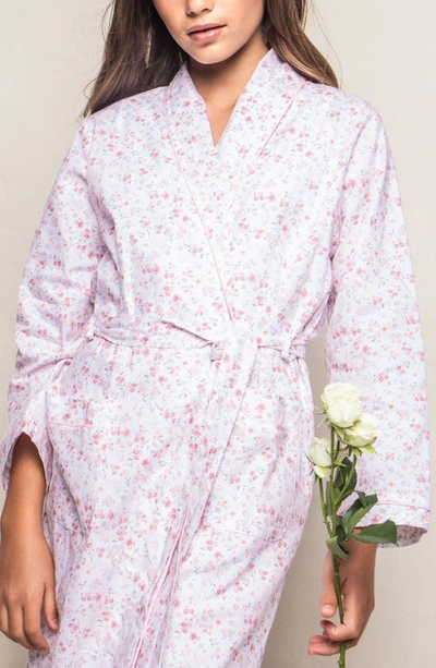 Shop Petite Plume Kids' Dorset Floral Robe In White/ Pink