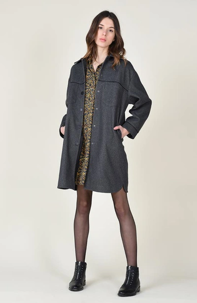 Shop Molly Bracken Contrast Piping Coat In Dark Grey