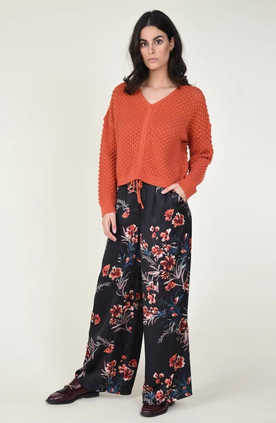 Shop Molly Bracken Cinched Front Sweater In Burnt Orange