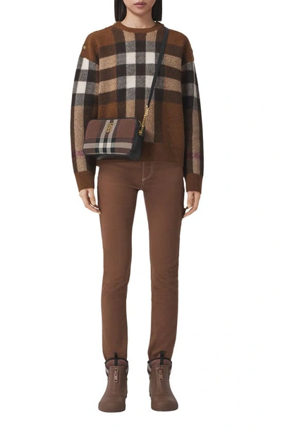 Shop Burberry Darla Check Jacquard Wool & Cashmere Sweater In Dark Birch Brown