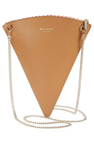 Kate Spade Slice Crystal Embellished Fabric 3d Pizza Crossbody In Tan Multi