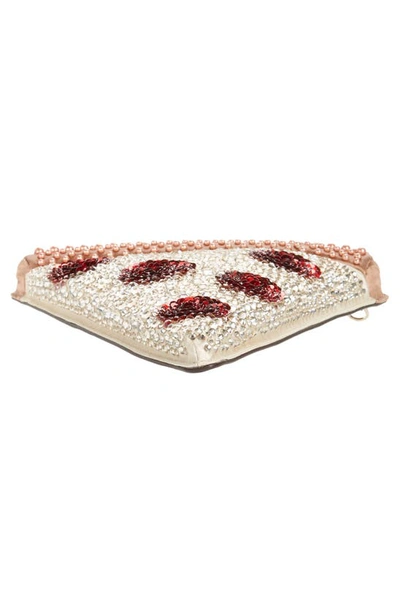 Kate Spade Slice Crystal Embellished Fabric 3d Pizza Crossbody In Tan Multi
