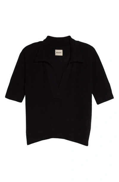 Khaite Jo Shrunken Stretch Cashmere Top In Black