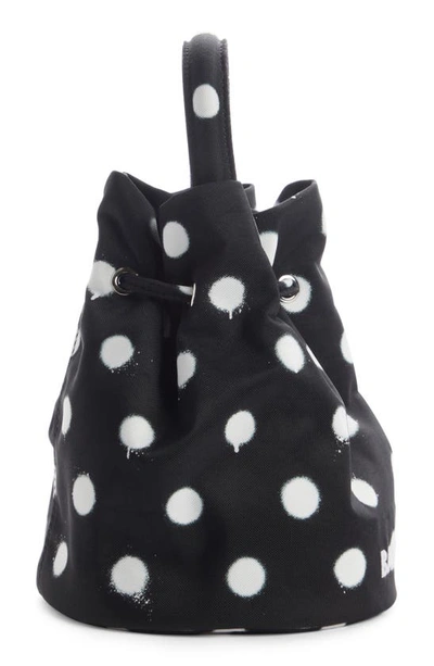 Balenciaga Black/White Nylon Dots Wheel XS Bucket Bag - Yoogi's Closet