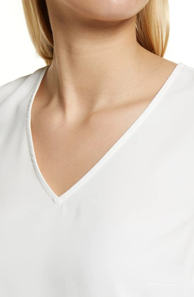 Ming Wang Sheer Hem Crêpe De Chine Sleeveless Top In White
