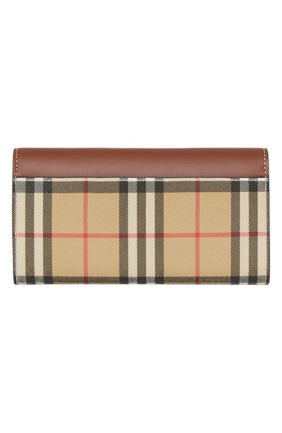 Burberry Halton Check E-canvas & Leather Continental Wallet In Tan