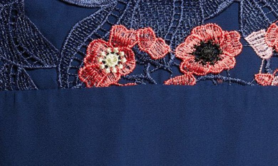Shop Chi Chi London V-neck Crochet Lace A-line Dress In Navy