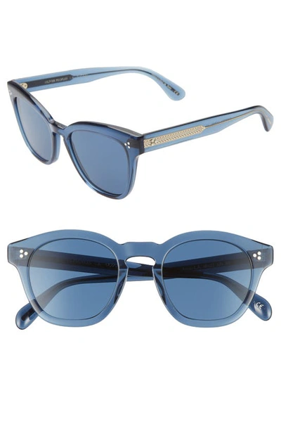 Shop Oliver Peoples Boudreau L.a. 48mm Square Sunglasses In Deep Blue/ Dark Blue