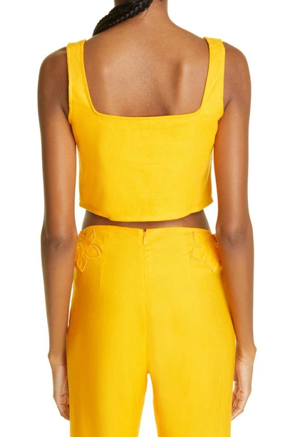 CULT GAIA ANNIE SQUARE NECK LINEN BLEND TOP 