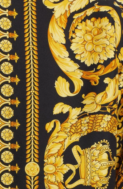 Versace Silk Printed Shirt For Men In Black Gold