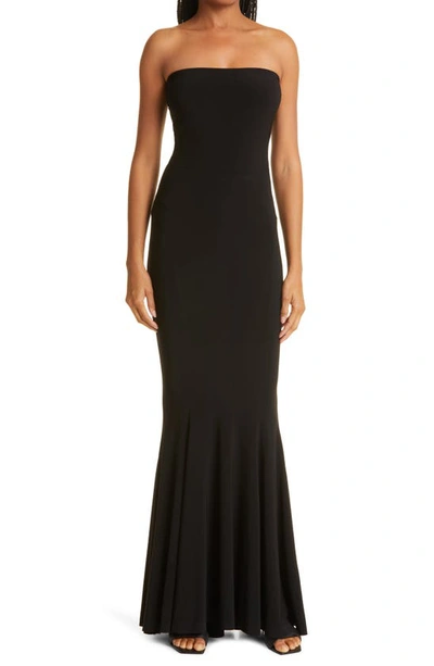 Shop Norma Kamali Strapless Fishtail Gown In Black
