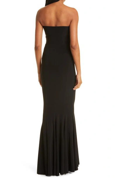Shop Norma Kamali Strapless Fishtail Gown In Black
