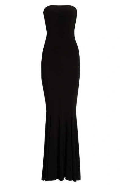 Shop Norma Kamali Strapless Fishtail Gown In Black