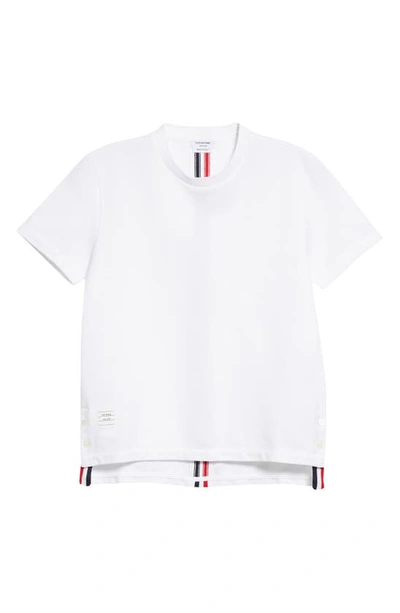 Shop Thom Browne Tricolor Stripe Cotton Piqué T-shirt In White