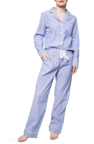 Shop Petite Plume Seersucker Stripe Pajamas In Blue