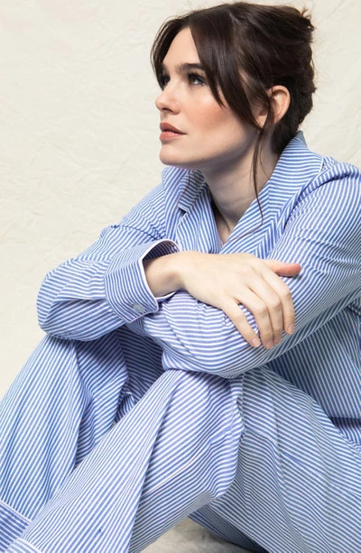 Petite Plume French Blue Seersucker Pajama Set In Blue