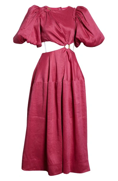 Shop Aje Vanades Cutout Ring Midi Dress In Fuchsia