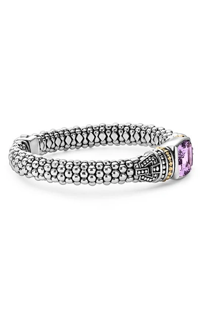 Lagos 18k Gold And Sterling Silver Caviar Color Bracelet With Amethyst In Amethyst