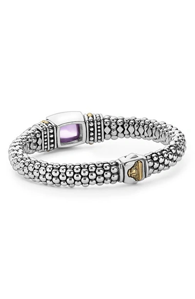 Lagos 18k Gold And Sterling Silver Caviar Color Bracelet With Amethyst In Amethyst