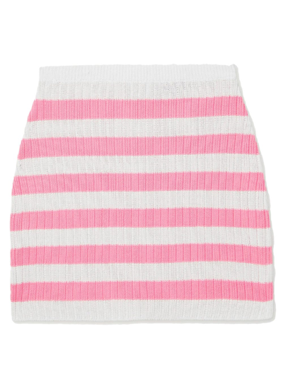 Shop Balmain X Barbie Striped Knit Miniskirt In Pink