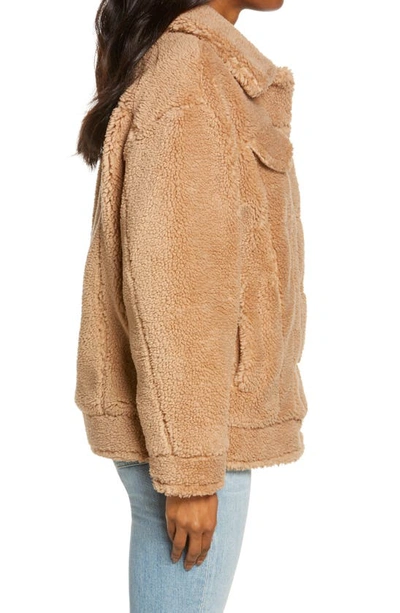 Shop Ugg Fleece Trucker Jacket In Camel