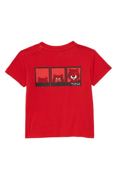 Shop Dolce & Gabbana Tiger Print Graphic Tee In Rosso Lampone