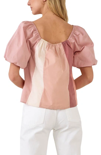 English Factory Puff Sleeve Colorblock Top In Multi