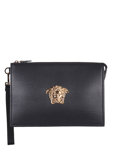 Shop Versace Large The Medusa Clutch In Nero