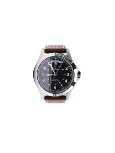 Shop Hamilton Khaki Filed King Auto Black Dial Brown Leather Strap 40mm Watches