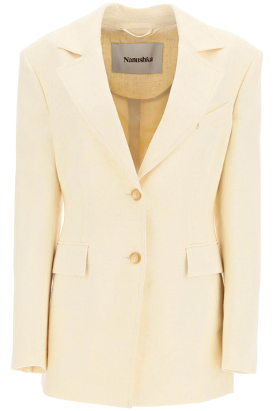 Shop Nanushka Manouk Tweed Jacket In Creme (beige)