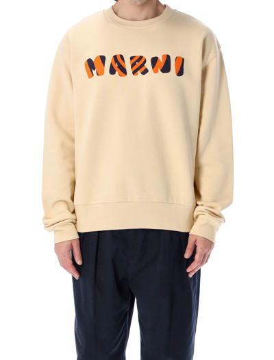 Shop Marni Logo Sweatshirt In Ivory