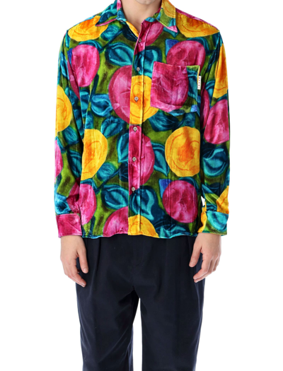 Shop Marni Spring Rift Velvet Shirt In Multicolor