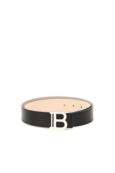 Shop Balmain B-belt Leather Beltt In Black (black)