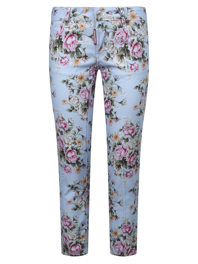 Shop Dsquared2 Flower Print Jeans In Multi