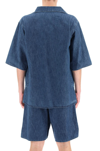 Shop Valentino Denim Tunic Shirt In Blue