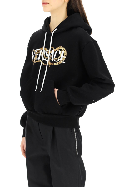 Shop Versace Chain Logo Hoodie In Mixed Colours