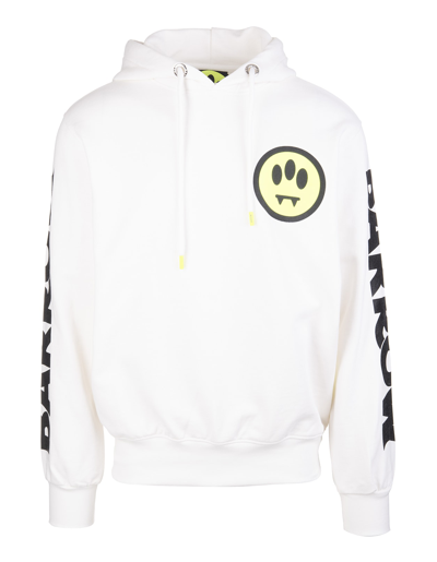 Shop Barrow Unisex White Hoodie With Screen Printing On Front And Sleeves In Off White