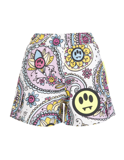 Shop Barrow Woman White Shorts With All-over Print In Off White
