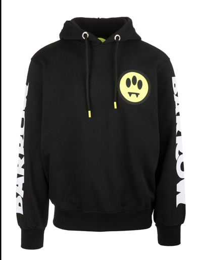 Shop Barrow Unisex Black Hoodie With Screen Printing On Front And Sleeves In Nero