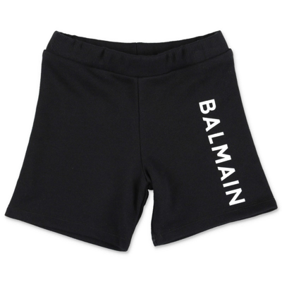 Shop Balmain Shorts Nero In Felpa Di Cotone
