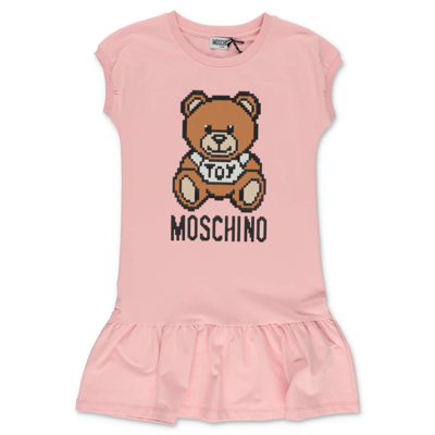 Shop Moschino Abito Rosa Teddy Bear In Jersey Di Cotone