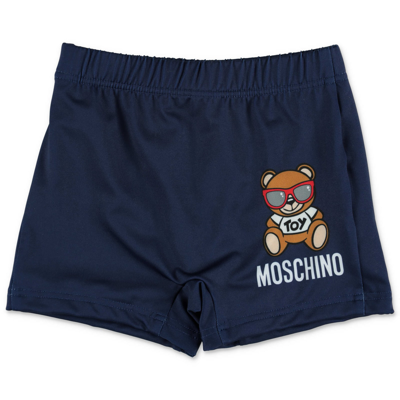 Shop Moschino Costume Shorts Da Mare Blu Navy In Nylon