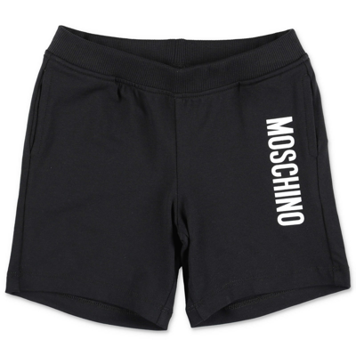 Shop Moschino Shorts Neri In Felpa Di Cotone In Nero