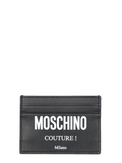 Shop Moschino Card Holder With Logo In Nero