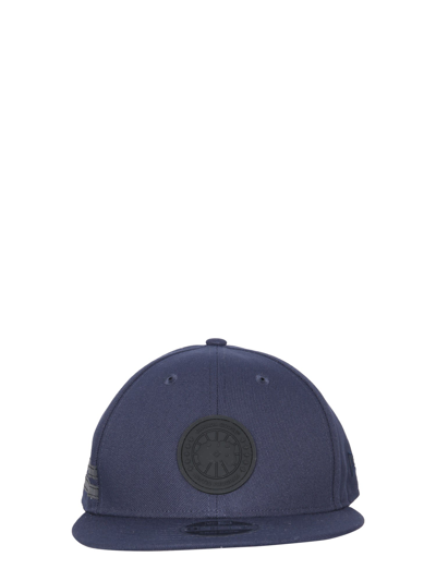 Shop Canada Goose Cotton Baseball Hat With Logo Patch In Blu