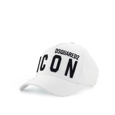 Shop Dsquared2 Icon White Black Baseball Cap In Bianco / Nero