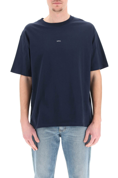 Shop Apc A.p.c. Kyle T-shirt With Micro Logo In Blue