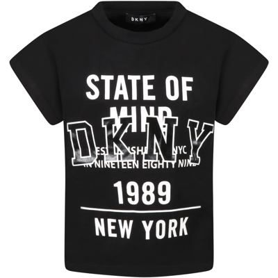 Shop Dkny Black T-shirt For Girl With Logo