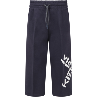 Shop Kenzo Grey Pants For Girl With Logos